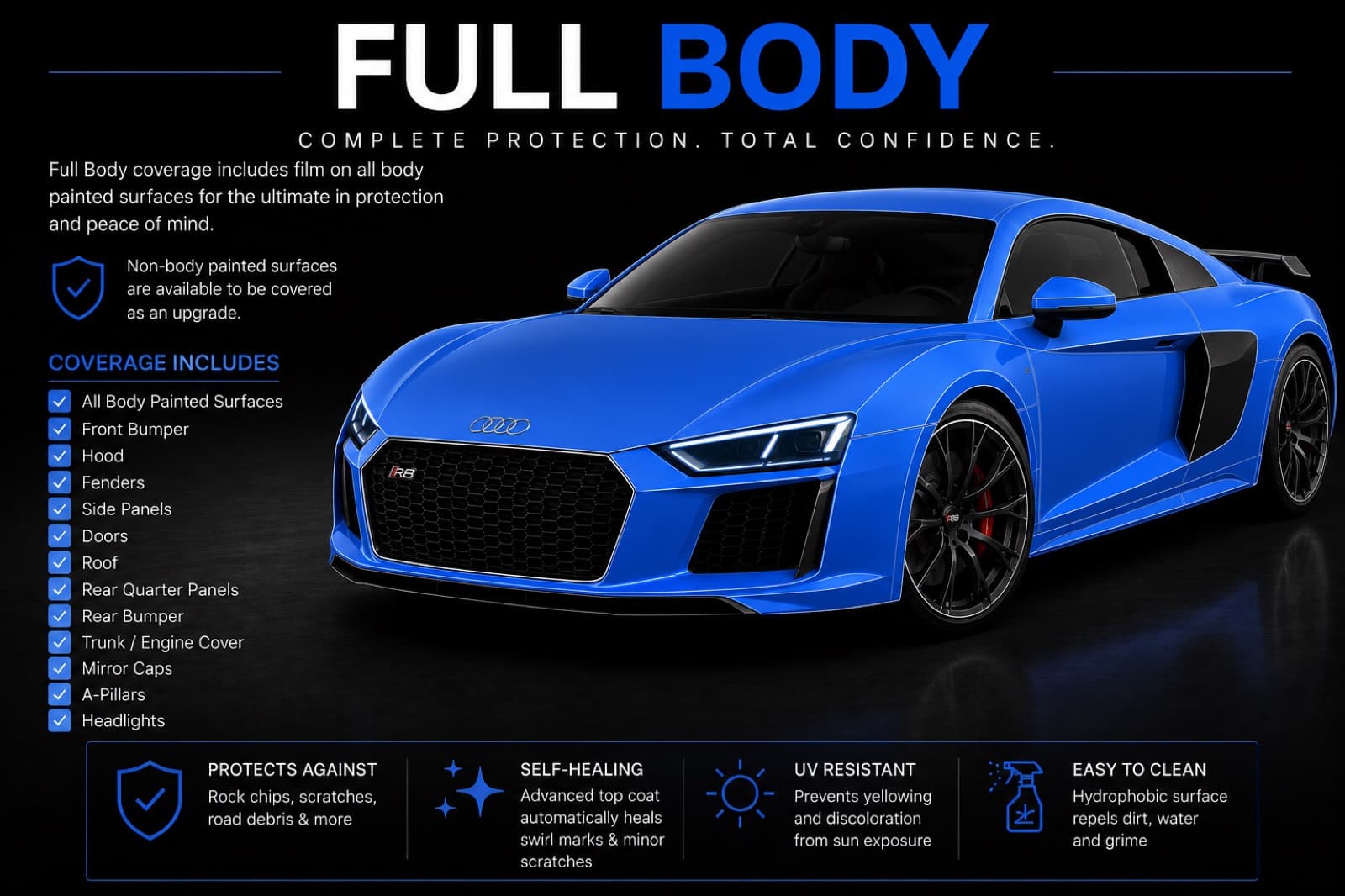 Full Body paint protection film coverage at CHM Detailing Co.
