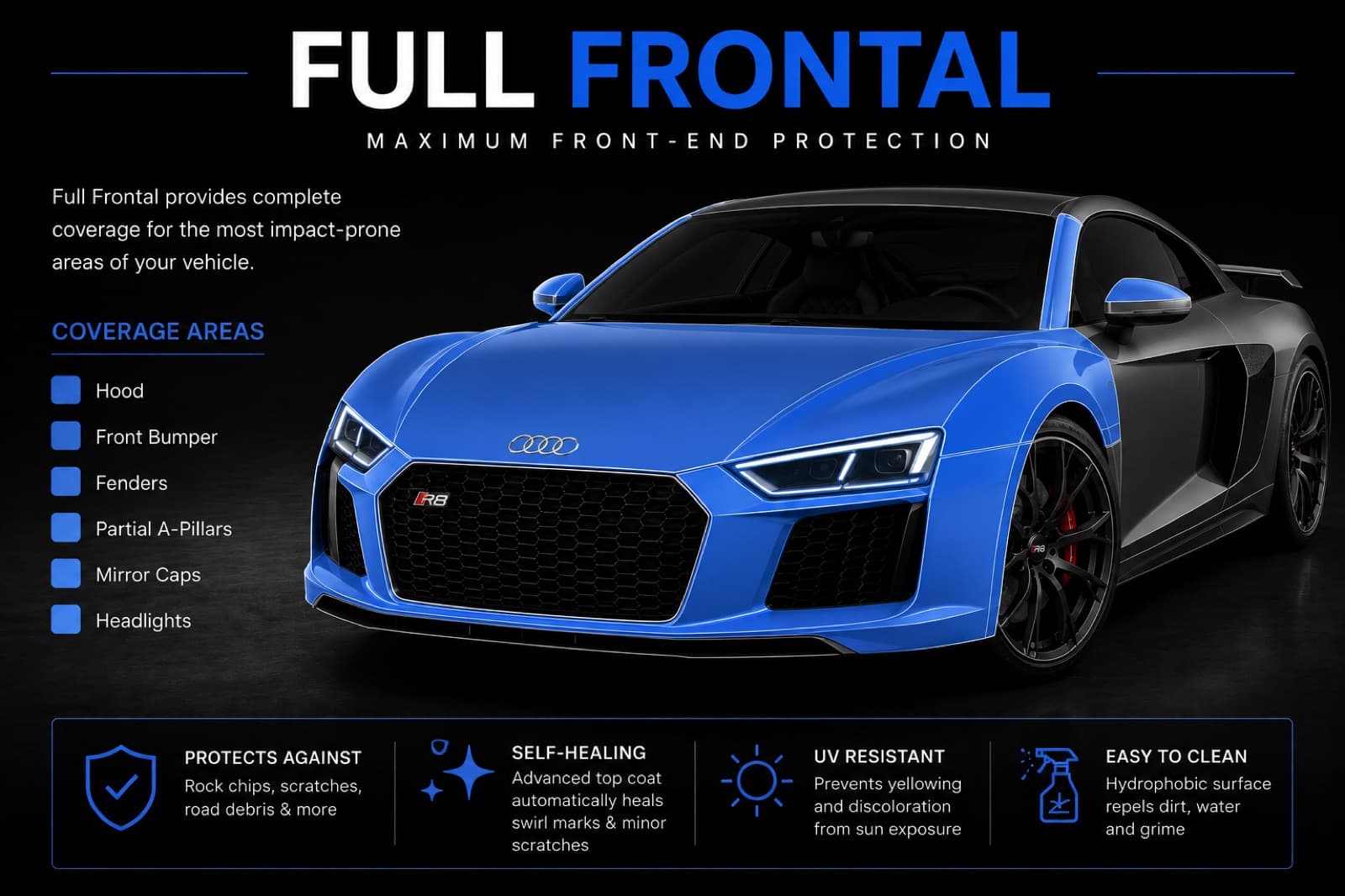 Full Front paint protection film coverage at CHM Detailing Co.